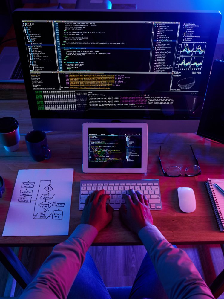 Programming in action with code on screen, KALBHYX under development
